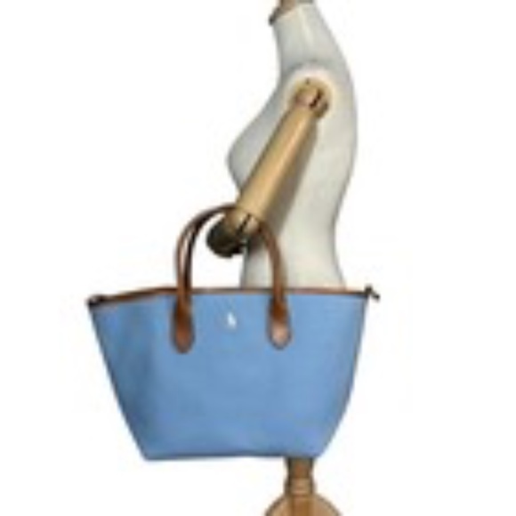 EUC POLO RALPH LAUREN Canvas Bellport Medium Tote Carolina Sky Blue - Picture 7 of 14